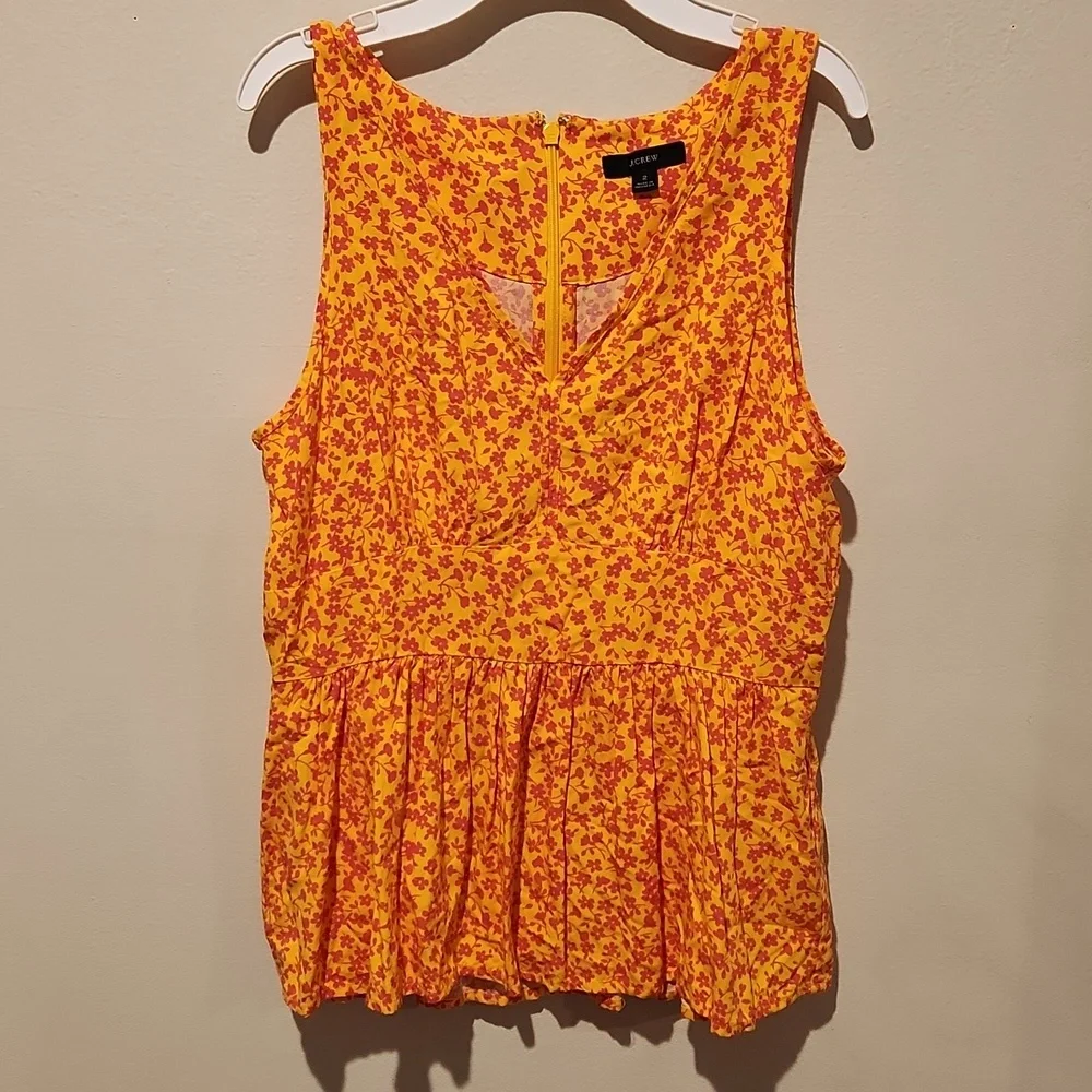 ❤️ NWOT! J CREW PINK YELLOW FLORAL PEPLUM TOP, 2